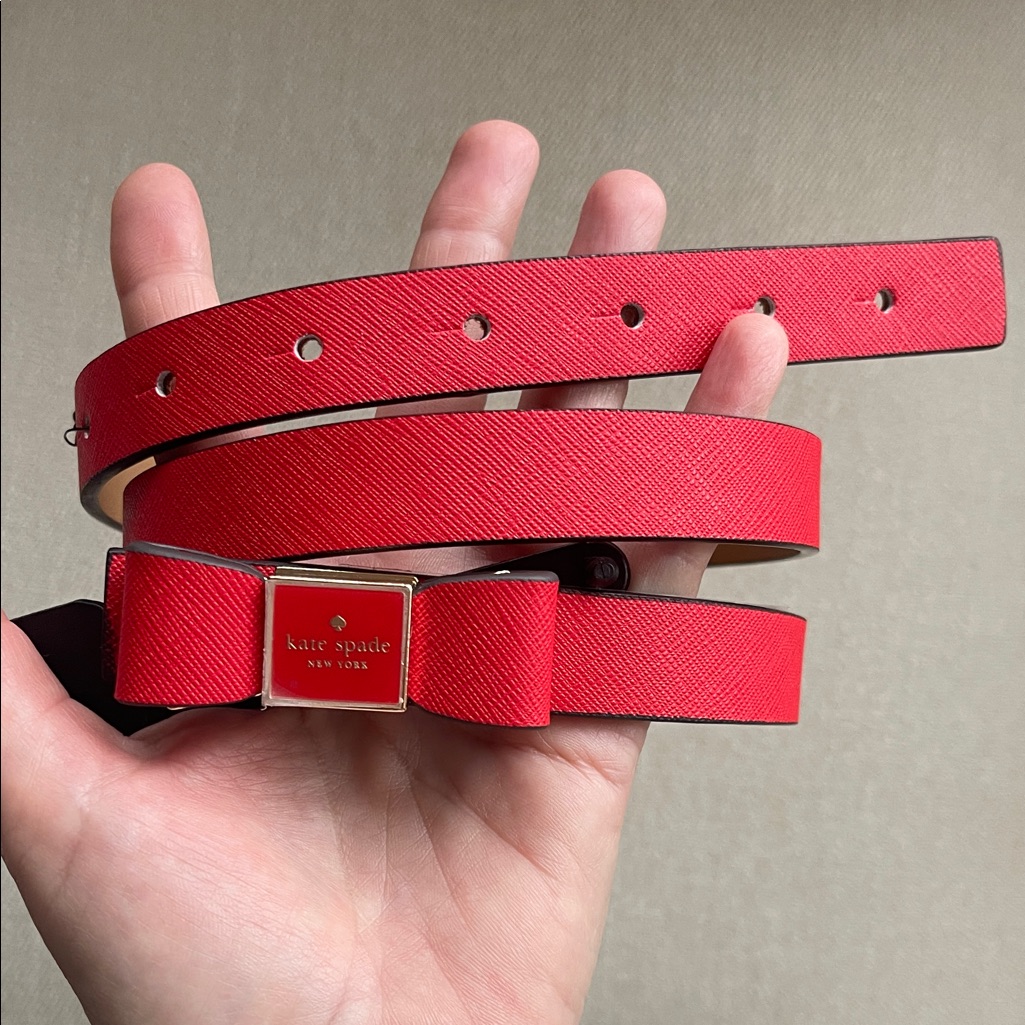 Kate Spade | Red Saffiano Leather Bow Belt | Nwt 28-33"